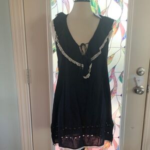 Mud Pie Black Bathingsuit Cover up with Eyelet  and Ruffle Detail